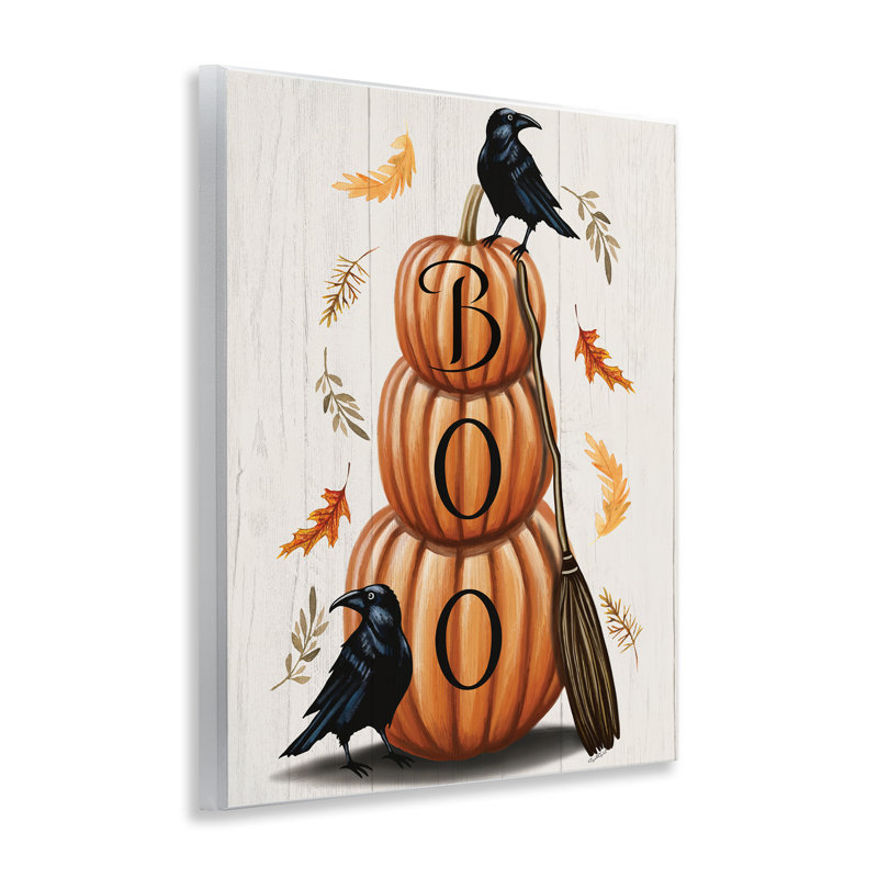 Plaque murale Boo Crows & Pumpkins, design par Elizabeth Tyndall