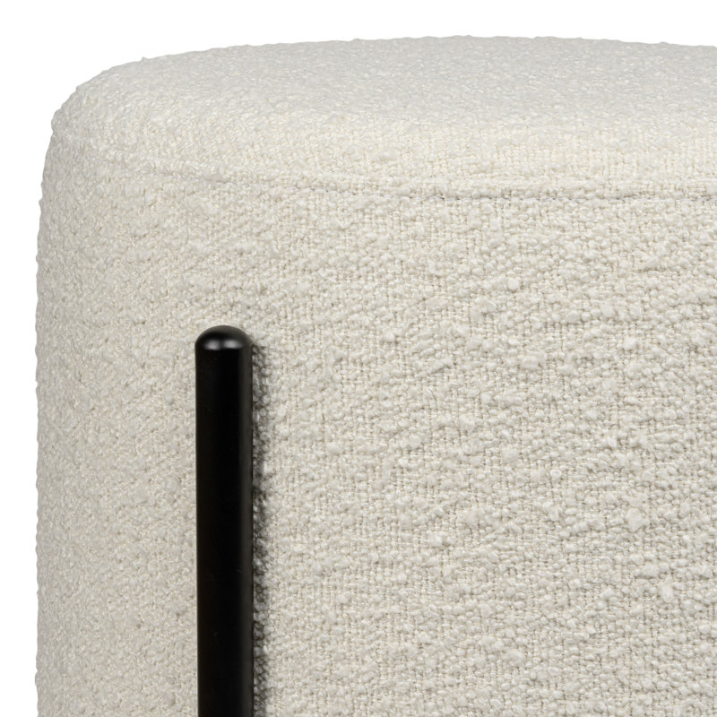 Collison 18.5" Modern Minimalist Round Backless Metal/Bouclé Cushioned Vanity Stool, White