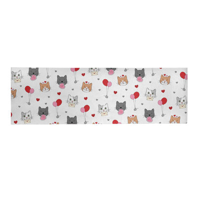 Tapis gris/rose/rouge fait main