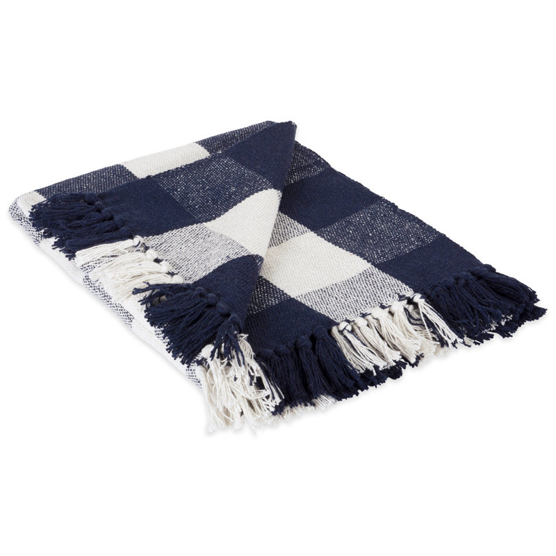 Hand Woven Throw Blanket, Navy