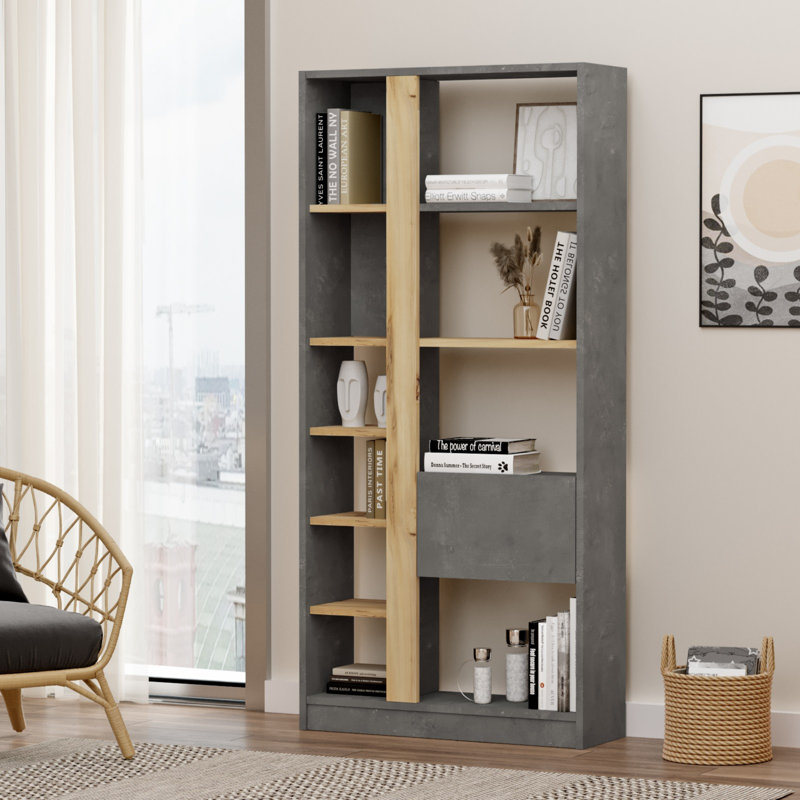 Bibliothèque standard Carter-James H 63 po x l 29,8 po, Argent / beige