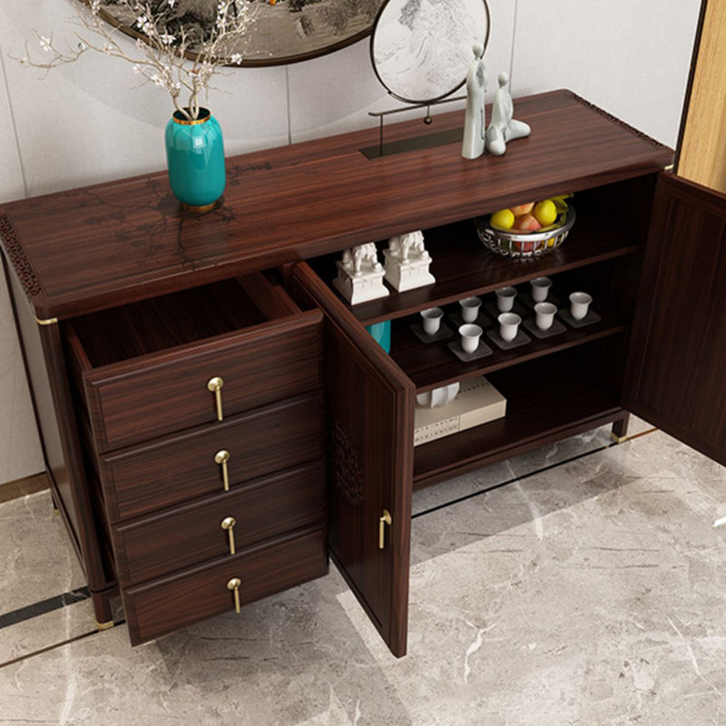 Buffet en bois massif de style chinois, Terre de Sienne