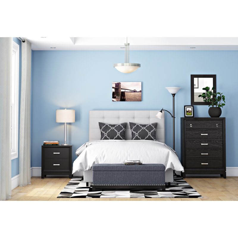 Engineered Wood Flat Wall Mirror, 36" H x 24" W, Black