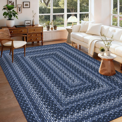 Tapis de patio tressé 5 x 7 tressé pour le salon Tapis de jute facile d'extérieur en jute antidérapant Tapis antidérapant à bordure moderne pour la cuisine