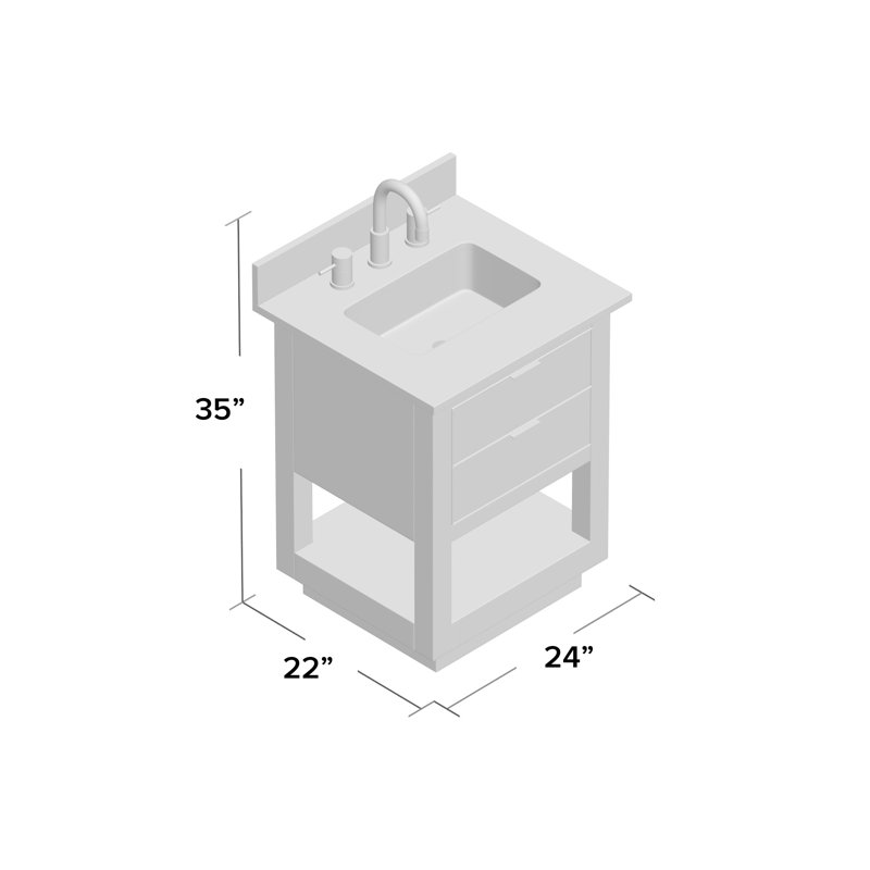 Allie 25" Single Bathroom Vanity Set, Gray Quartz/Gold, White