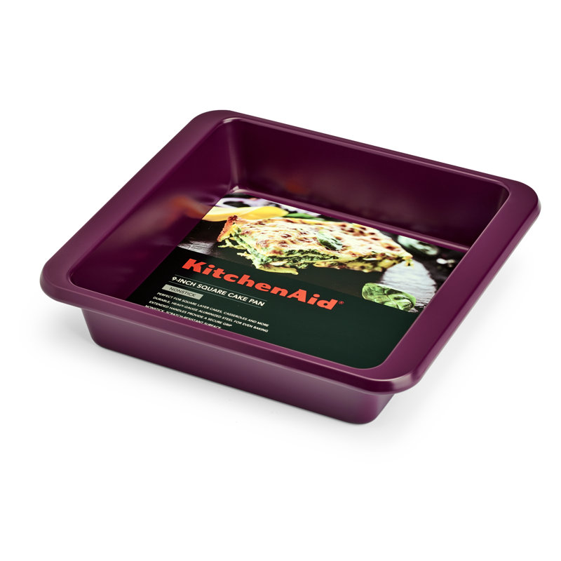 9In Nonstick Aluminized Steel Square Cake Pan, Contour Silver, Beetroot