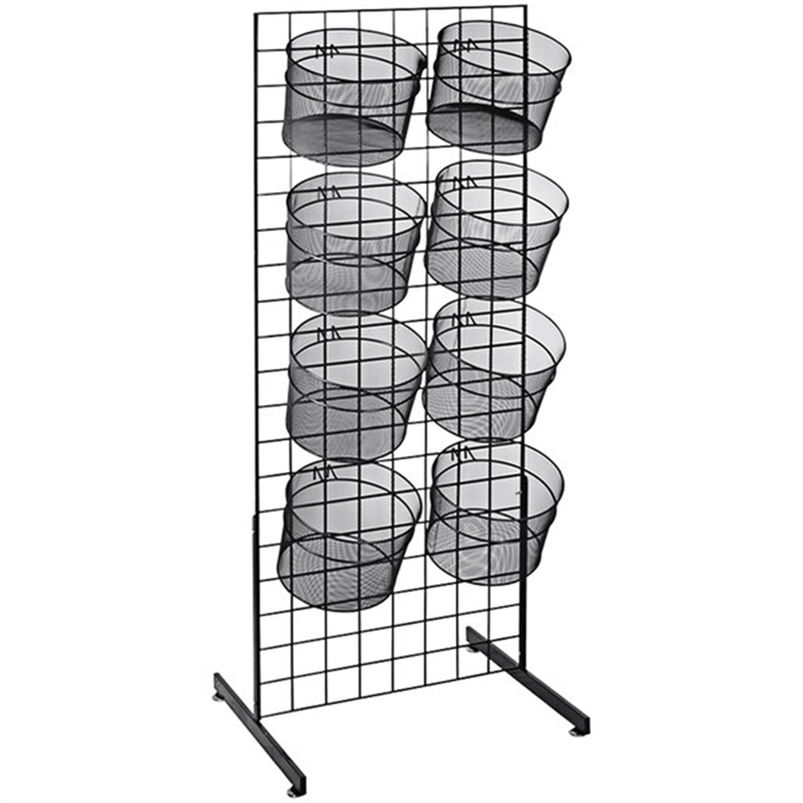 FixtureDisplays 24" X 25" X 50" Wire Grid Display With (8) 11" Round ...