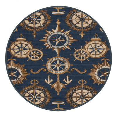 Washable Maritime crests Nautical Area Rug