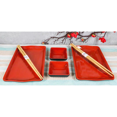 Ensemble de 2 assiettes à vaisselle et à baguettes Wavy