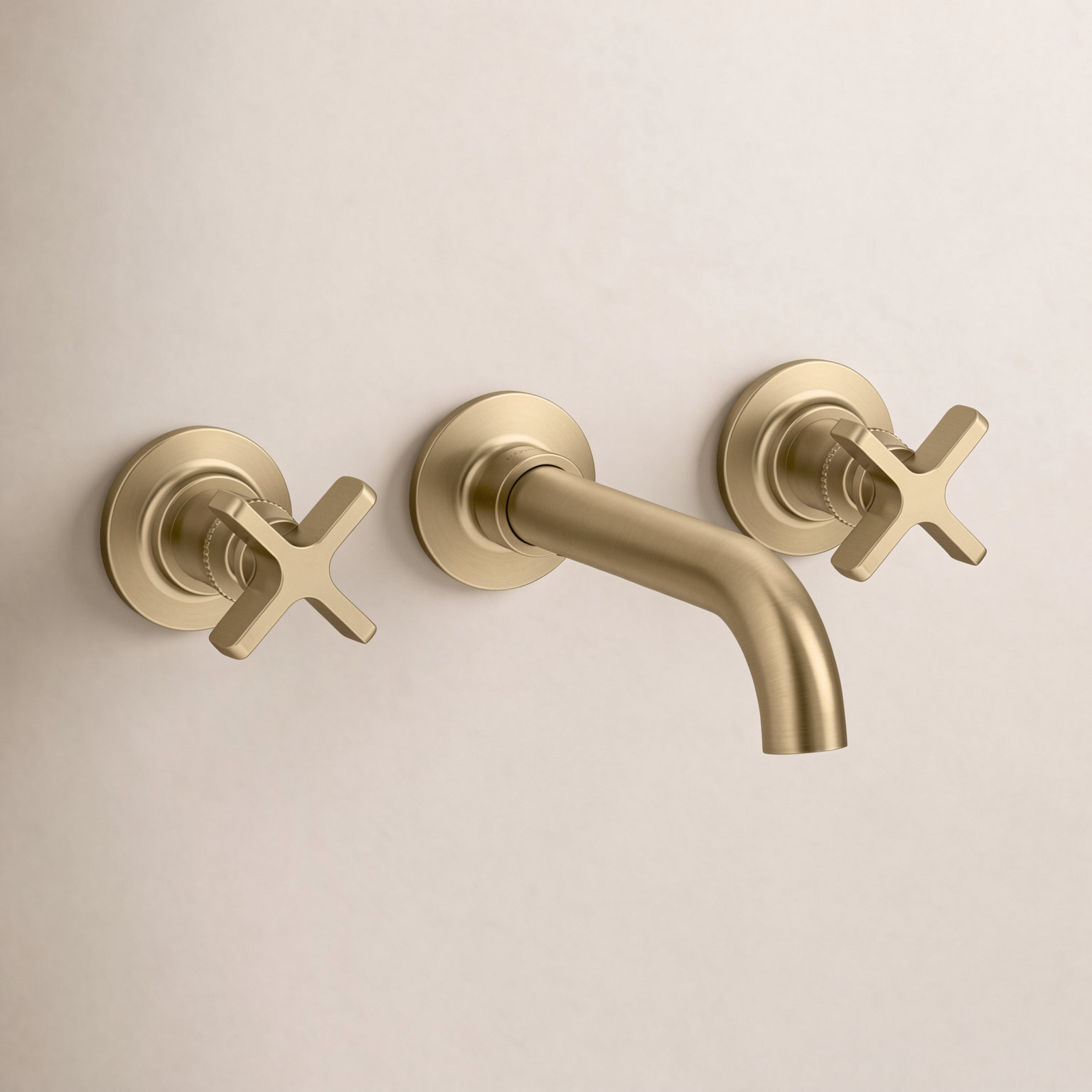 Castia Wall-Mount Bathroom Sink Faucet Trim, Vibrant Brushed Moderne Brass