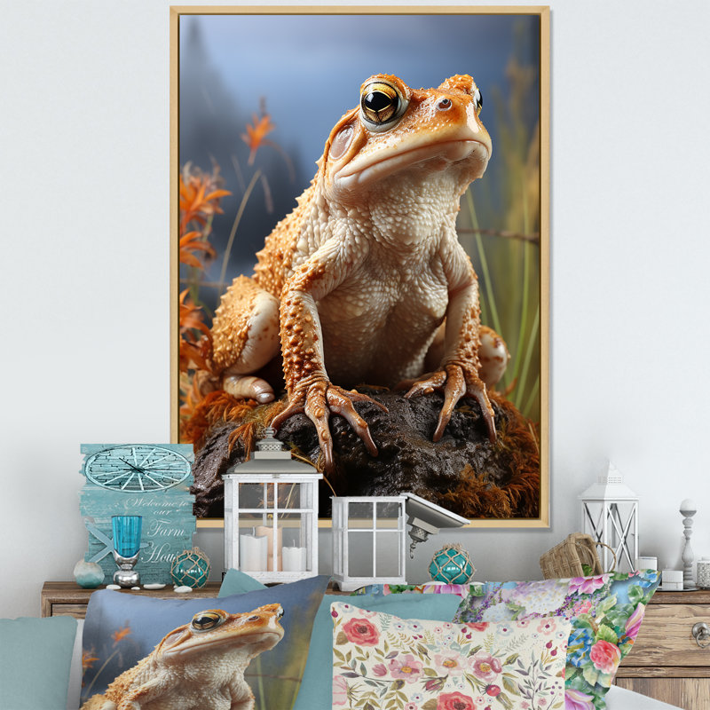 Portrait de grenouille classique sur toile, Cadre naturel flottant, 40" H x 30" W