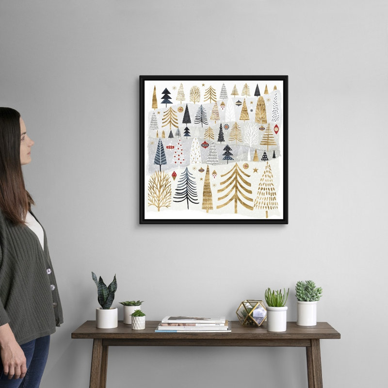 «Christmas Chalet III» par Victoria Borges - reproduction d'art sur toile, H 26 po x l 26 po x P 1,75 po, Cadre noir