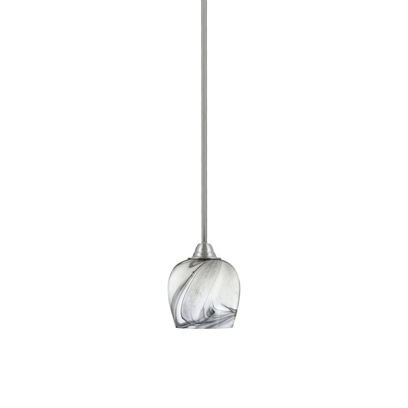 Luminaire suspendu suspendu Paramount avec verre de 6 po, Nickel brossé, Verre torsadé onyx