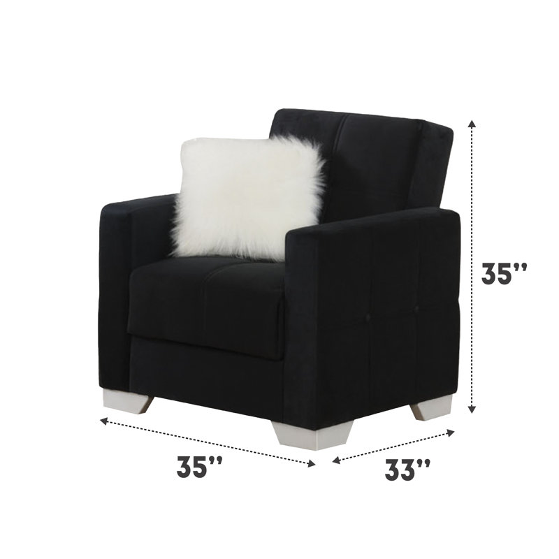 Danail Upholstered Armchair, Black 100% Polyester