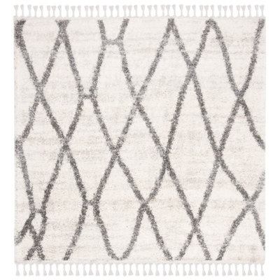 Triplett Fringe Shag Power Loom Cream/Grey Rug