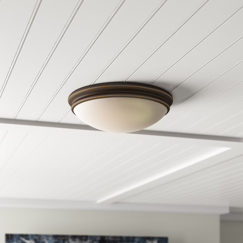 Anastajia - Flush Mount - Opal Glass Shade, Oil Rubbed Bronze, 4" H x 14" W x 14" D