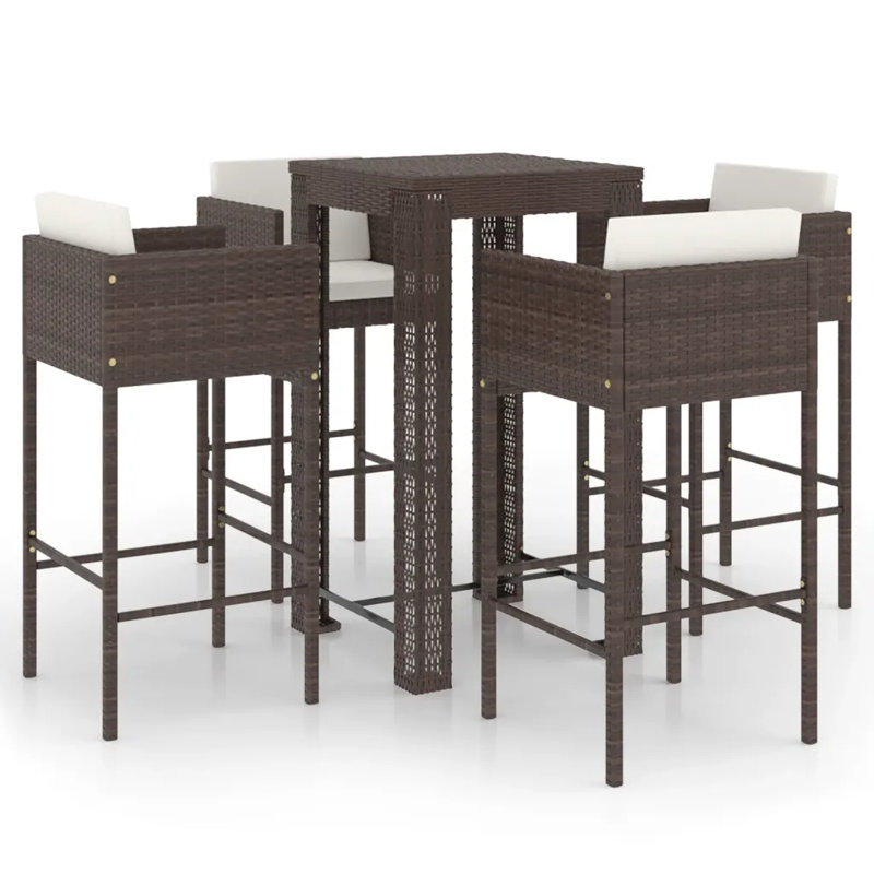 Garden Bar Set with Cushions Patio, Brown