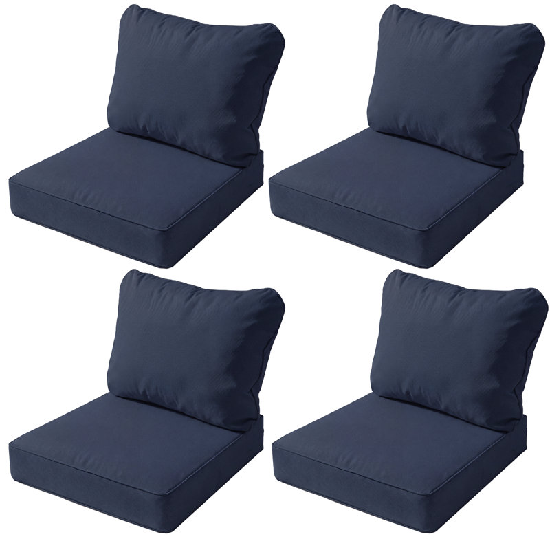 24" x 24" x 5" Outdoor Deep Seat Cushion, Waterproof, High Resilience Foam, Patio Furniture Replacement, Set of 4, 4