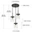 Plafonnier semi-encastré 3 lumières avec abat-jour en verre à motif d'eau de 5,1 po de largeur-676166556