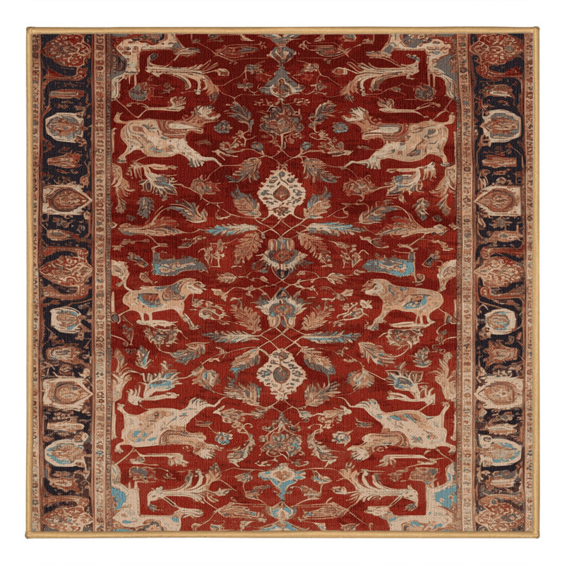 Machine Washable Persian Brown Area Rug, Square 8'