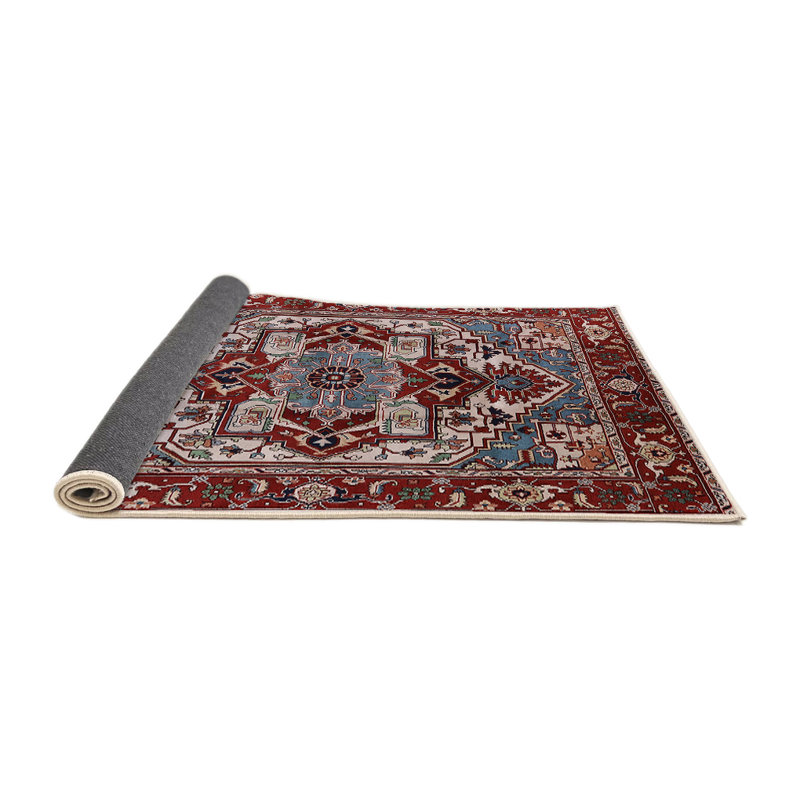 Tapis oriental rouge et bleu, Rond 8 pi