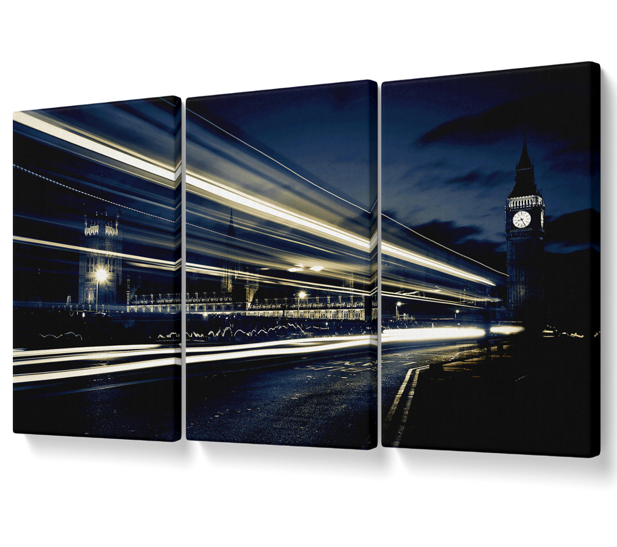 Ebern Designs London Blue Nights - 3 Piece Wrapped Canvas Graphic Art ...