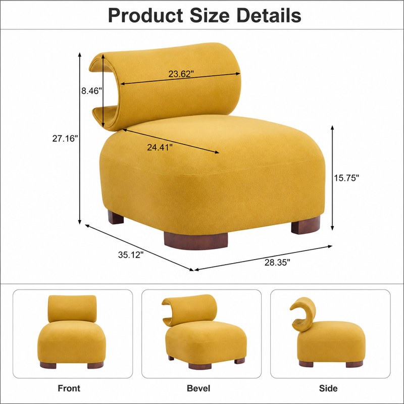 Chaise d'appoint moderne en polyester avec revêtement pour animaux de compagnie, siège rembourré spacieux, pieds en bois massif, conception de salon à profil bas