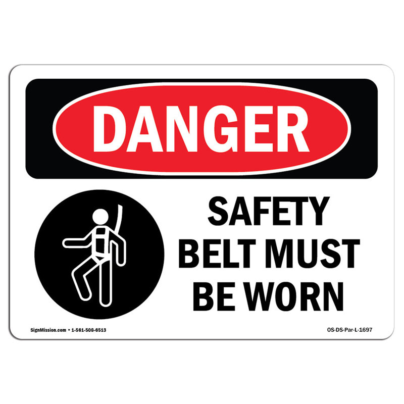 Ceinture de sécurité doit être portée, H 12 po x l 18 po x P 0,1 po