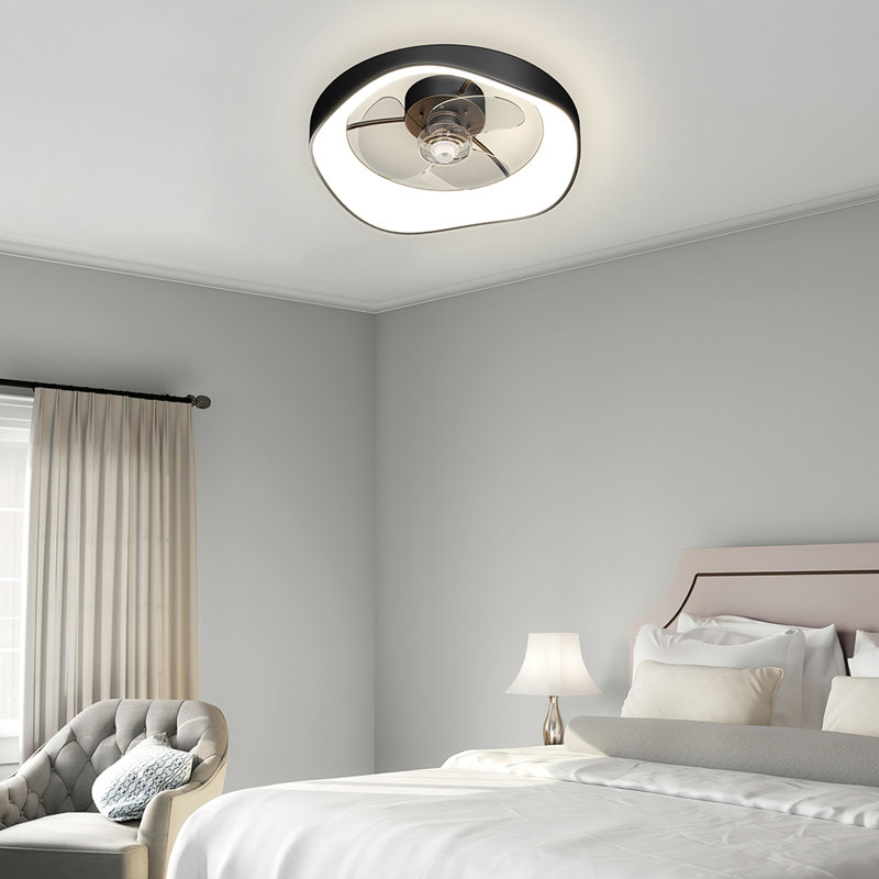 Ventilateur de plafond encastré à intensité variable avec lumières DEL, Noir