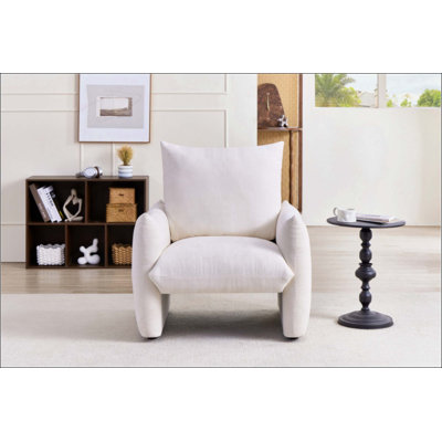 Chaise d'appoint moderne en chenille, canapé simple surdimensionné de 34,3 po avec coussin moelleux, fauteuil de lecture rembourré doux pour le salon, le petit espace et la chambre à coucher