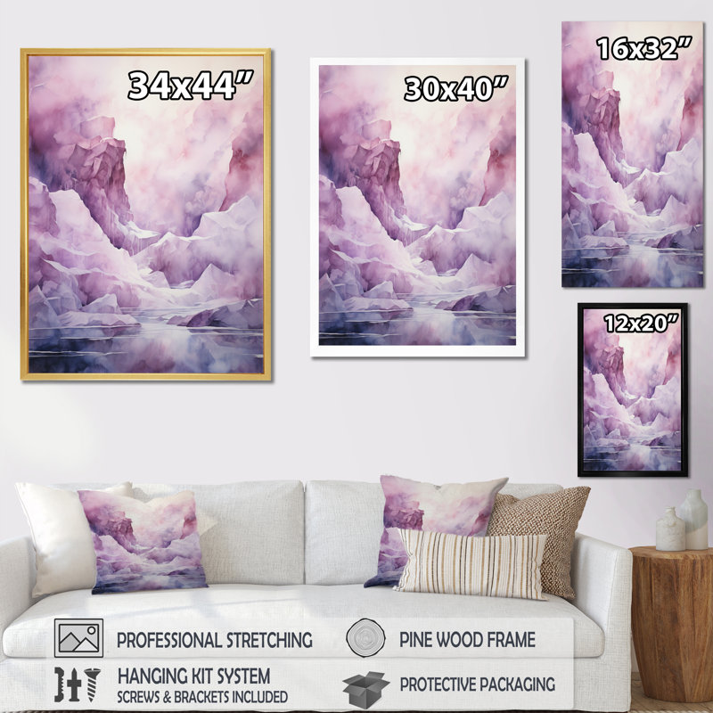 Ifiye rose Iceberg polaire symphonie I - impression, H 20 po x l 12 po x P 1 po, Cadre simple noir
