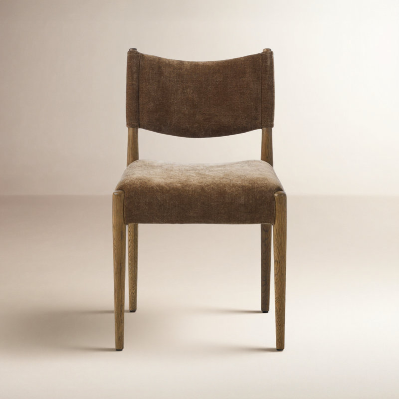 Jayla Upholstered Dining Chair, Altair Mushroom, Toasted Oak