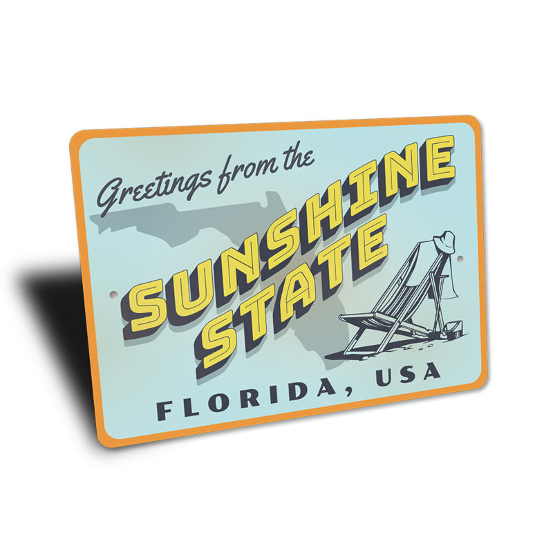 Panneau en aluminium Sunshine State Greetings, H 12 po x l 18 po x P 0,06 po