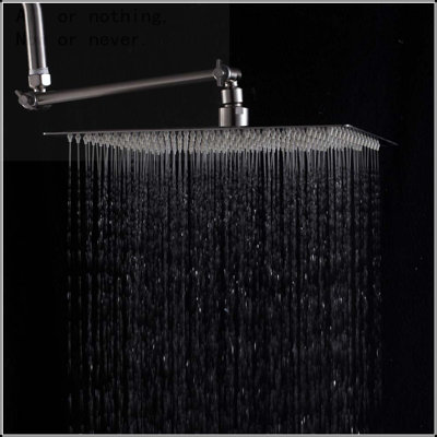 Rain Shower Head With Shower Arm  (12 Inch Square, Brushed Nickel)