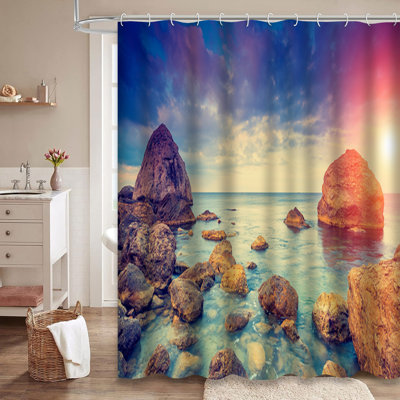 Rideau de douche dramatique avec 12 crochets