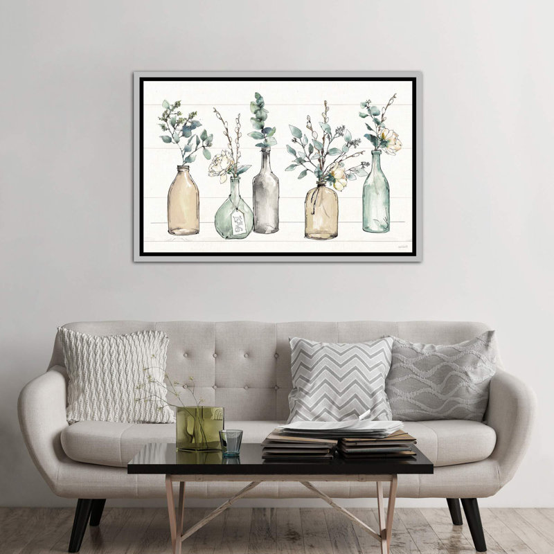 « modern campagne i » par anne tavoletti-impression, Toile avec cadre argenté, H 26 po x l 40 po x P 1,5 po