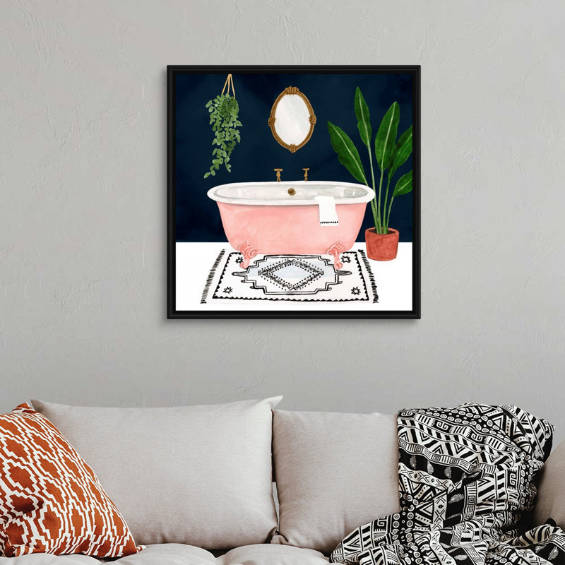 Boho Bath II - reproduction d'art sur toile, Cadre flottant noir, H 31,7 po x l 31,7 po x P 1,75 po
