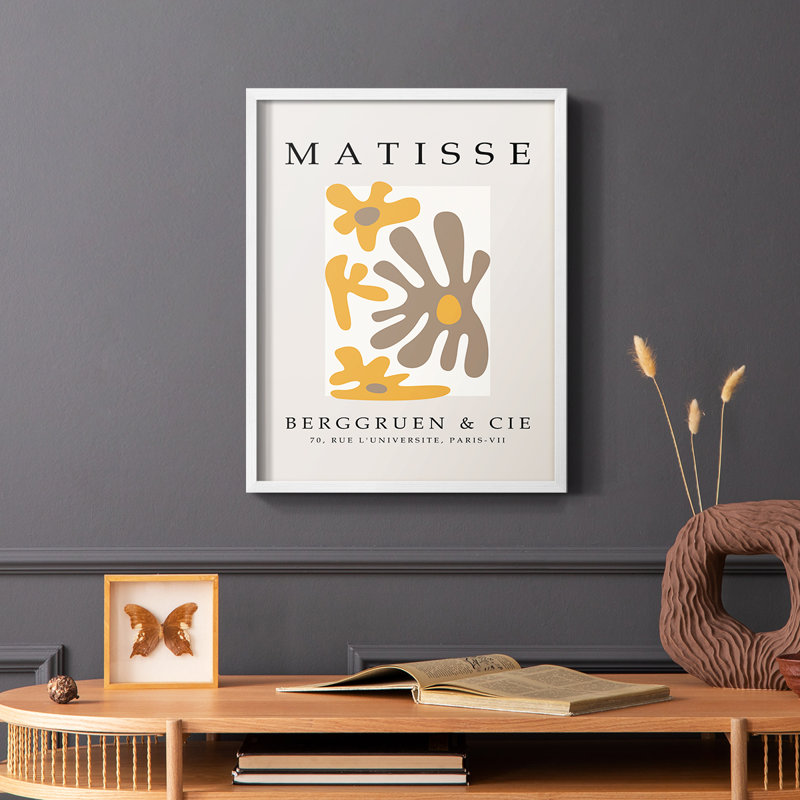 Matisse CCCXLIII Framed Print - Solid Wood, White, 14" H x 11" W