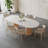 Italian Style Solid Wood Rock Table Set 8 - Person Double Pedestal Dining Set-101885167