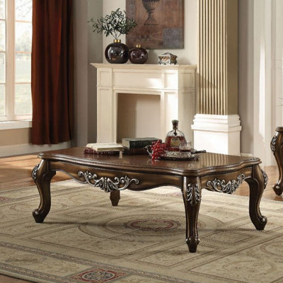 Antique Oak Coffee Table with Queen Anne Legs