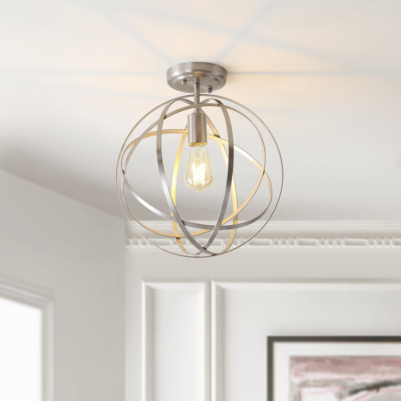 Setser Orb Metal LED Flush Mount, Nickel, 15" H x 13" W x 13" D