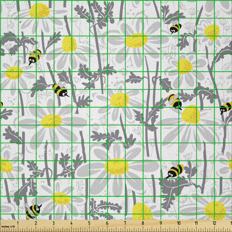 Deakyn Daisy Flowers Bees in Spring Time Multi-Purpose Fabric