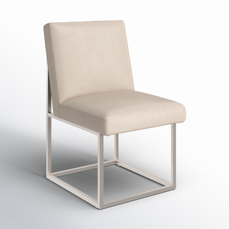 Athens 18.5'' H Upholstered Side Chair, Taupe Velvet, Silver