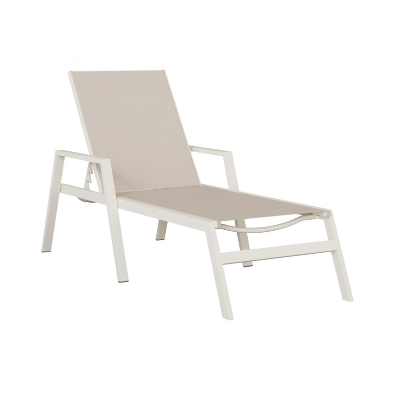 Chaise longue en aluminium blanc mat Berlin, Matte White, Beige