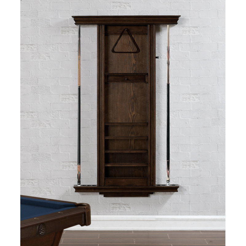 Porte-queues de Venise American Heritage - Peut contenir 8 queues avec rangement pour balles, supports, craie et accessoires, finition brun rustique