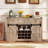 Wine Bar Cabinet w/LED Lights  Doors Coffee Station w/ Adjustable Shelves Racks-1739712374