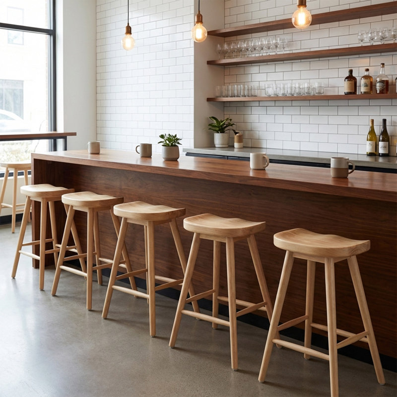 24.25" Counter Height Wood Barstools Backless Farmhouse Bar Chairs With Footrest For Kitchen Counter Breakfast Bar Pub Bistro