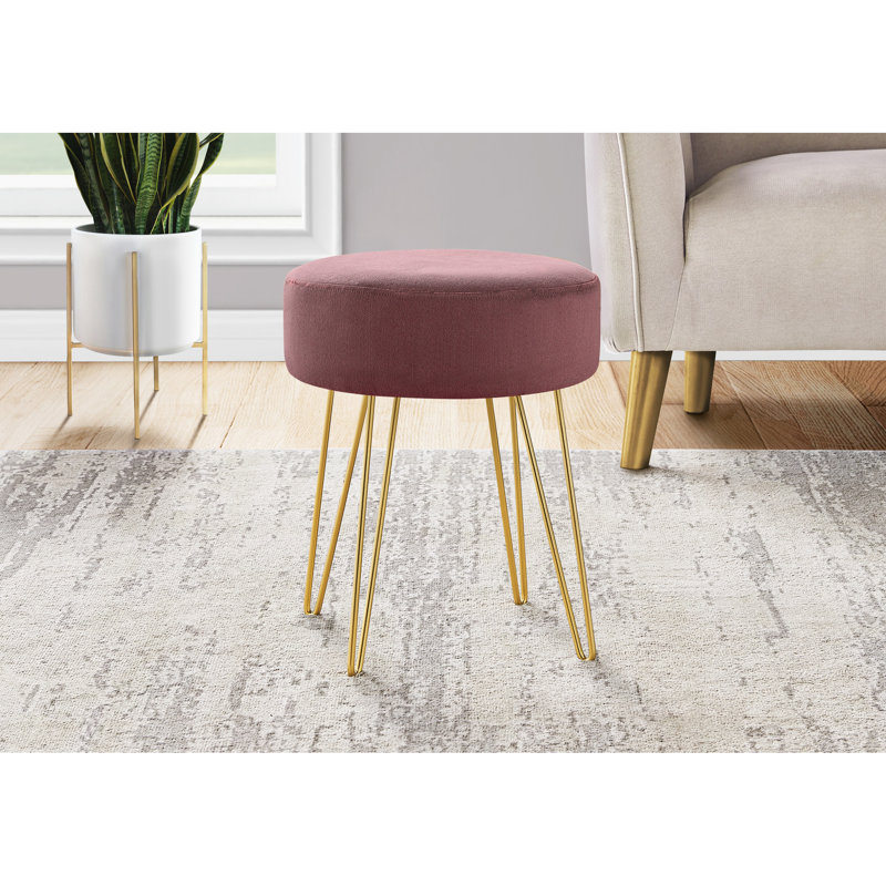 Tissu avec pieds en métal doré - Tabouret de pied confortable pour divers espaces Repose-pieds contemporain Décoration moderne