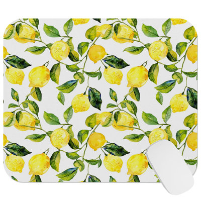 Food and Kitchen Lemon Pattern III Cottage Gaming Cute Office Laptop Desk Pad Gift Mat Square Rectangle Non-Slip Mousepad