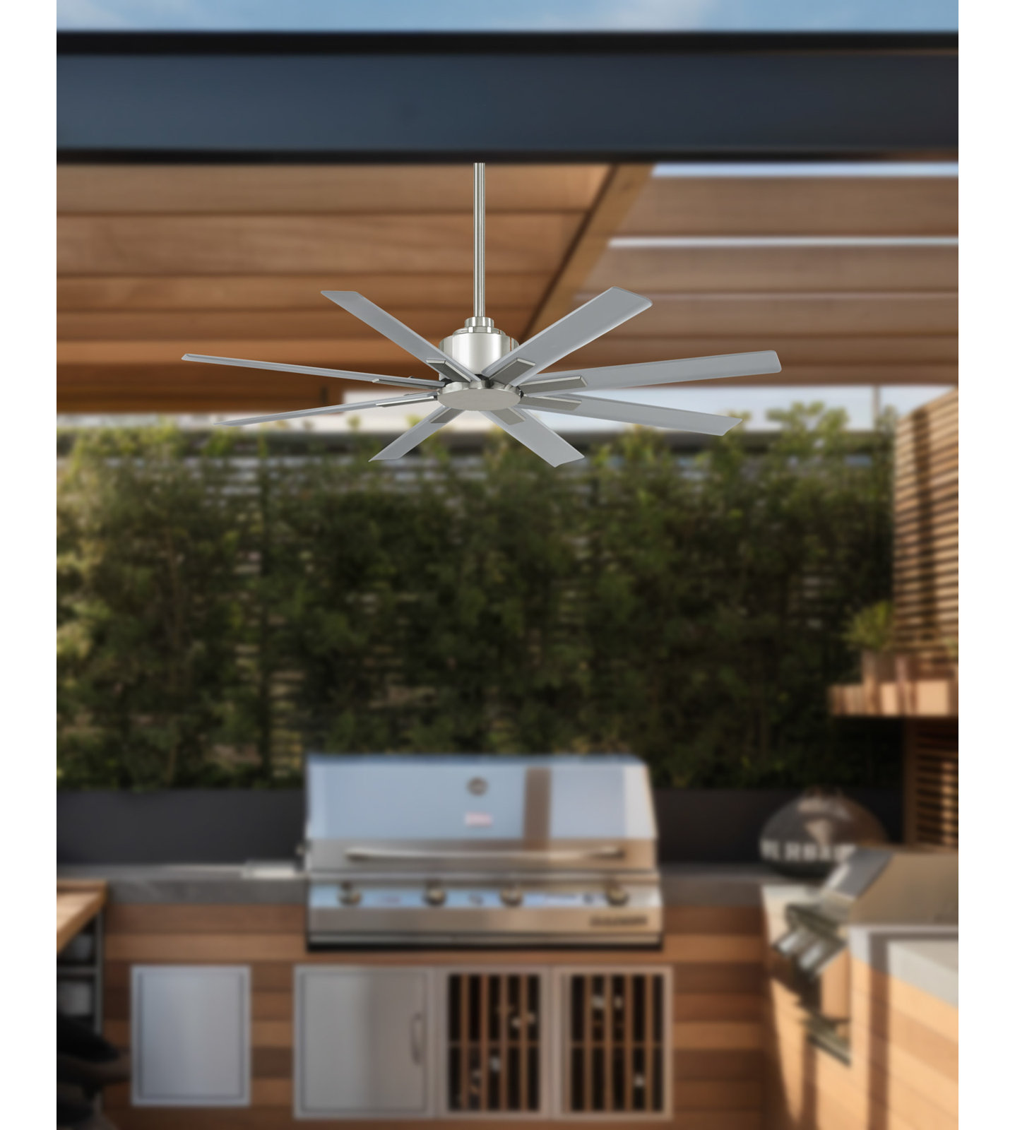 Xtreme Outdoor Smart Ceiling Fan, 52" Wide, Brushed Nickel Wet
